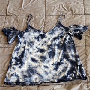 Blue tie dye off the shoulder